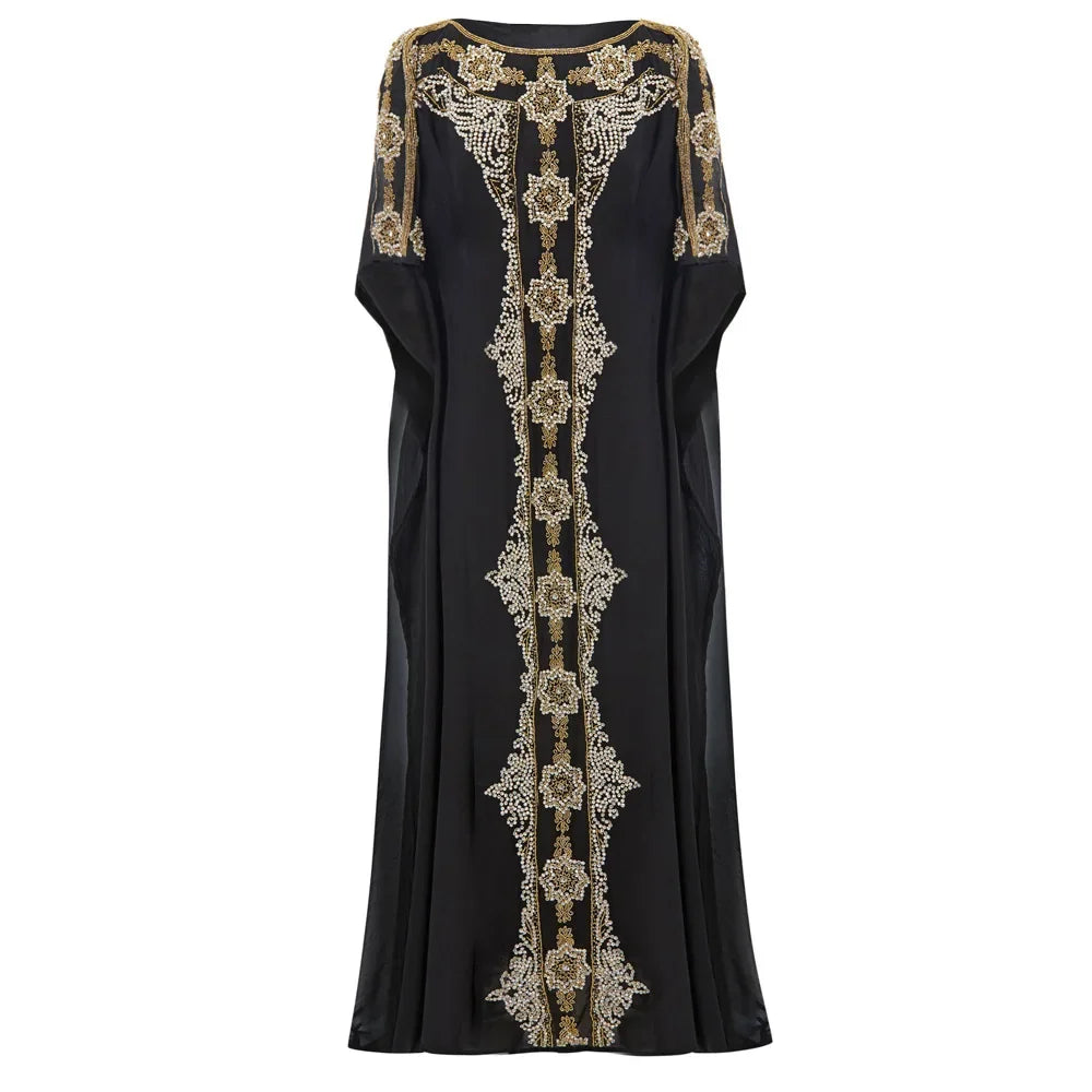 Quality MooMoo Clothing for Women | Robes Summer Dress Elegant Long Black Kaftan| MooMoo Dress